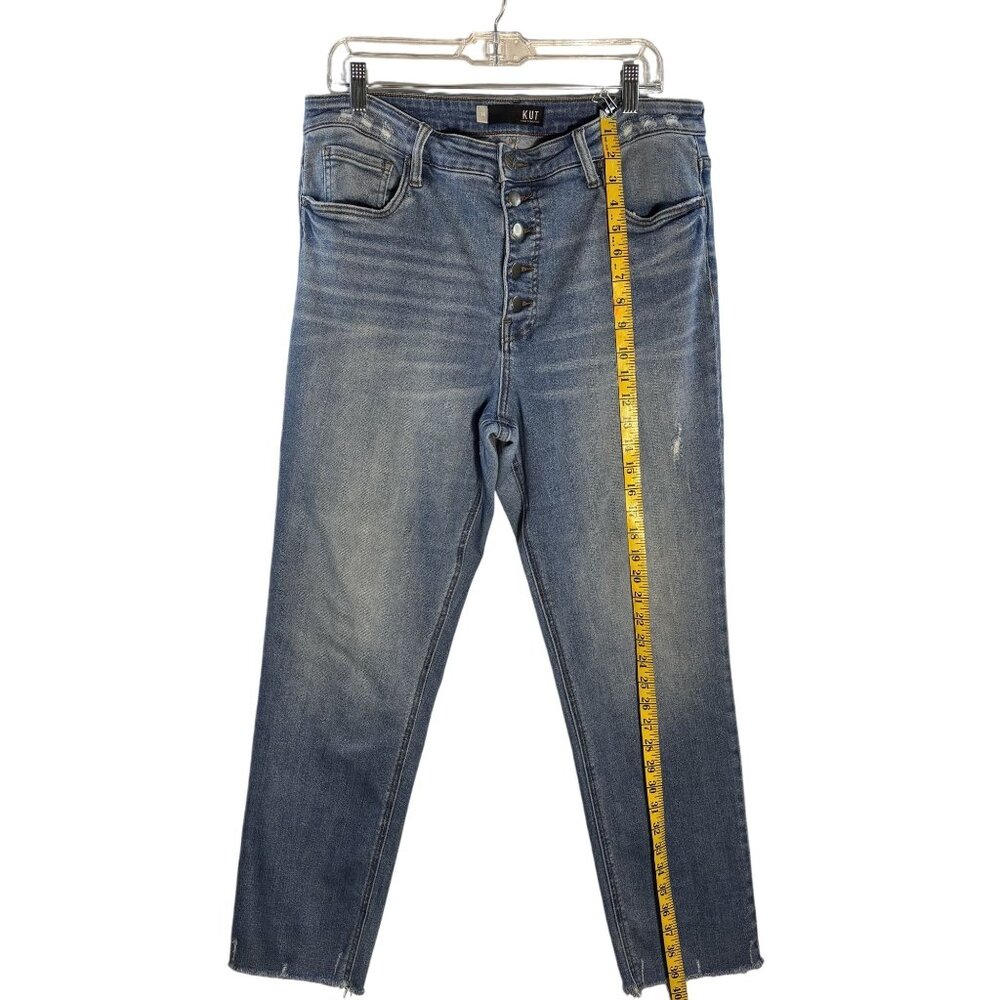 Kut From The Kloth Rachael Fab Ab Mom Jeans Size 14 Medium Wash High Rise Button - Picture 9 of 10